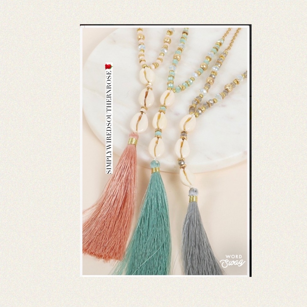 Shell Beaded Tassel Necklace